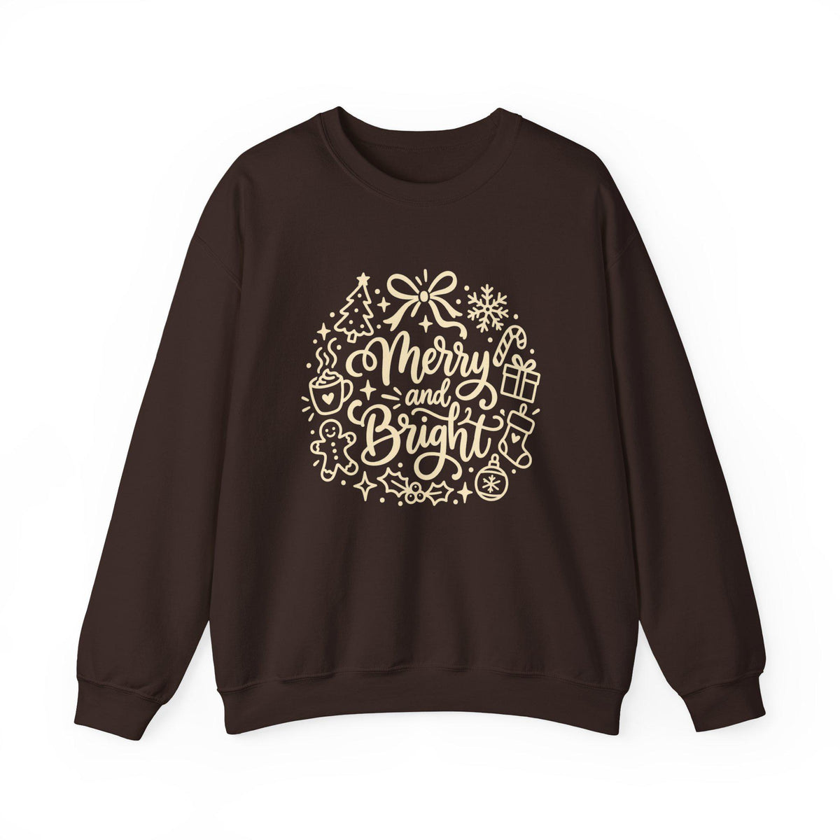 Merry and Bright Christmas Wreath Sweatshirt, Crewneck Holiday Sweater for Women