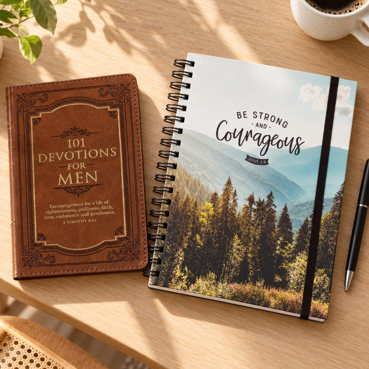 101 Devotions for Men & Be Strong Journal Set, Christian Gift for Dad or Husband