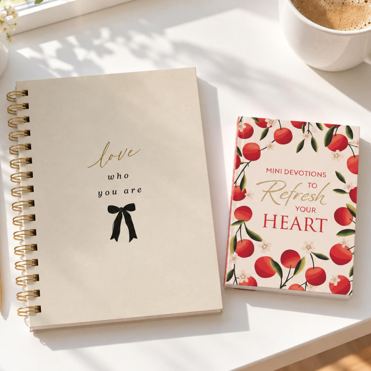 Mini Devotional & Journal Gift Set, Refresh Your Heart, Love Who You Are Bow Journal