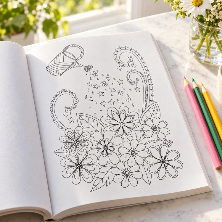 Chill & Unwind Adult Coloring Book, Floral Mandala, Heart Designs (Physical Book)