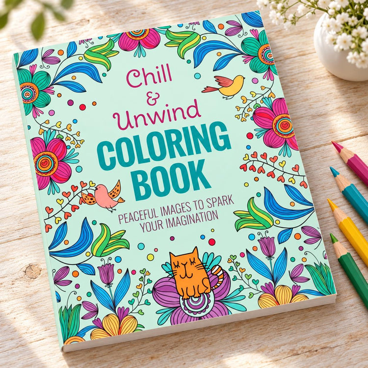 Chill & Unwind Adult Coloring Book, Floral Mandala, Heart Designs (Physical Book)