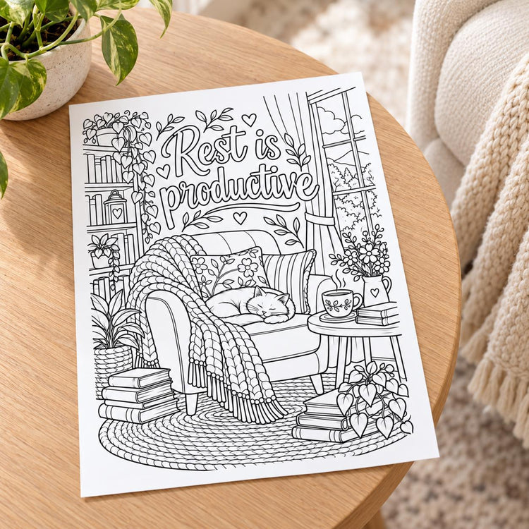 Mental Health Coloring Pages, 24 Printable Self Care and Calming Designs, Digital Download PDF