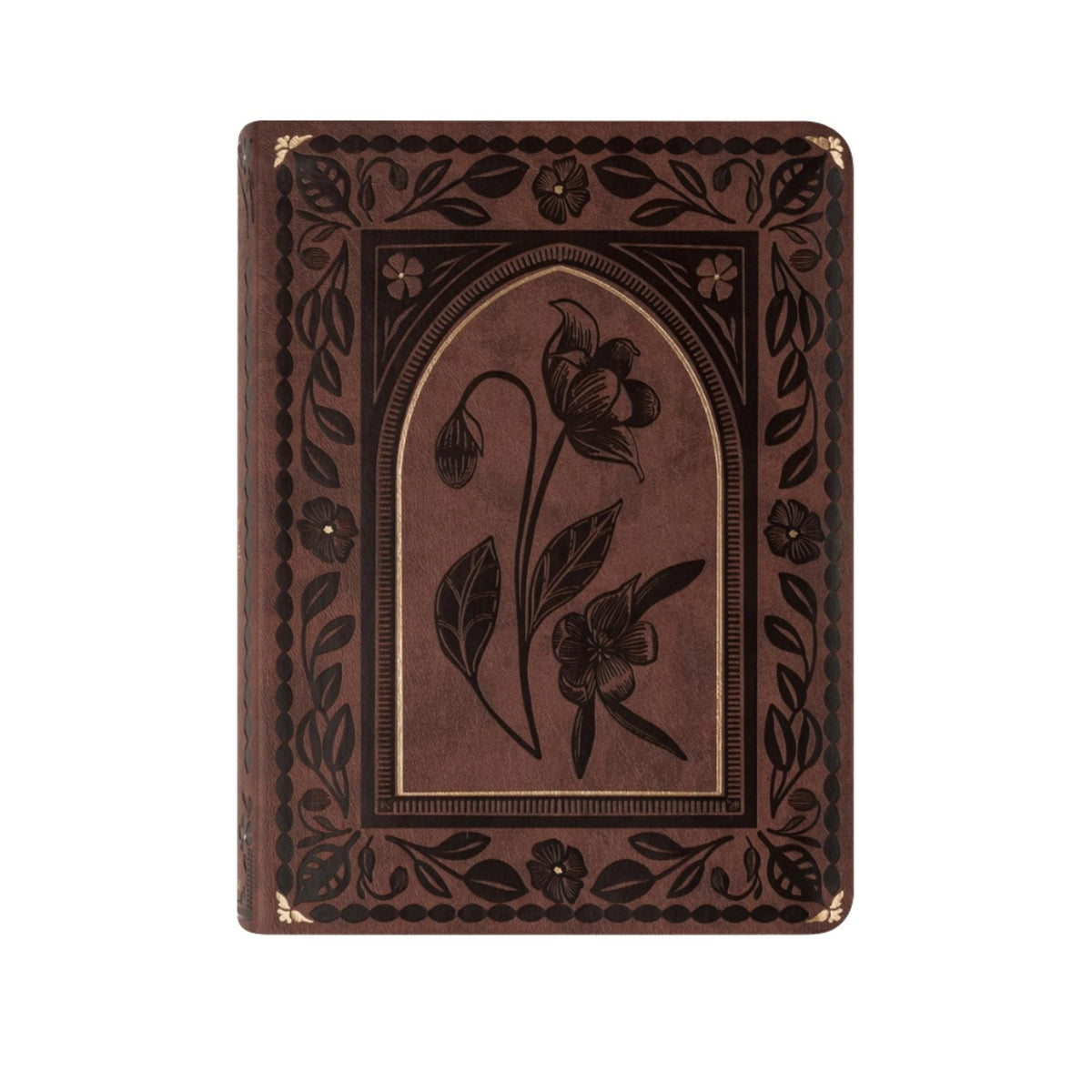Brown Floral ESV Journaling Bible, Leather-Like Softcover, 2-Inch Lined Margins