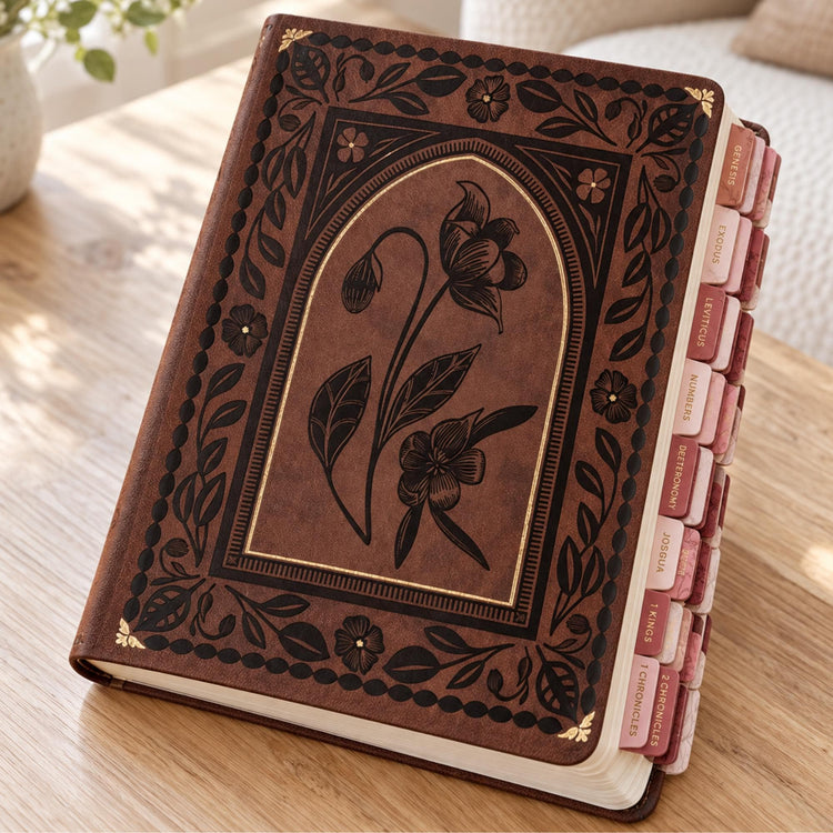 Brown Floral ESV Journaling Bible, Leather-Like Softcover, 2-Inch Lined Margins