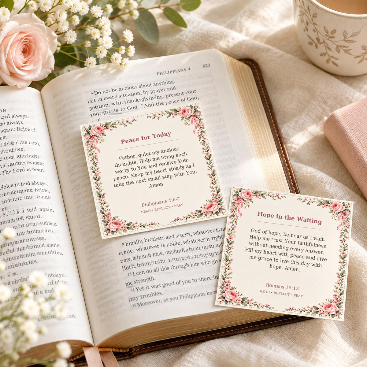 Floral Prayer Journal Set, Bible Study Companion, Digital Download