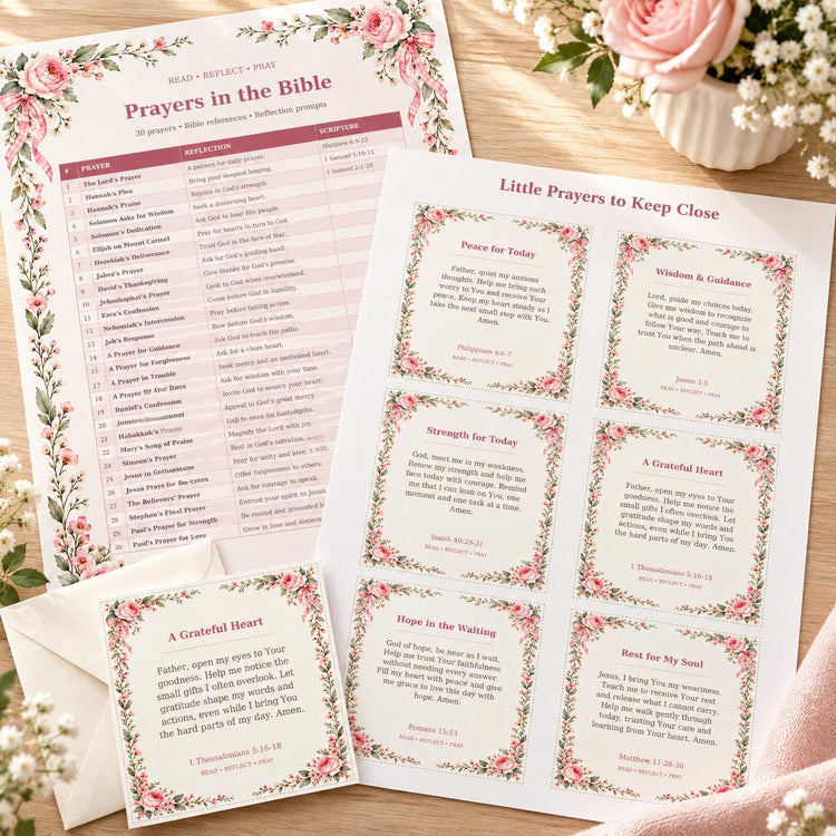 Floral Prayer Journal Set, Bible Study Companion, Digital Download