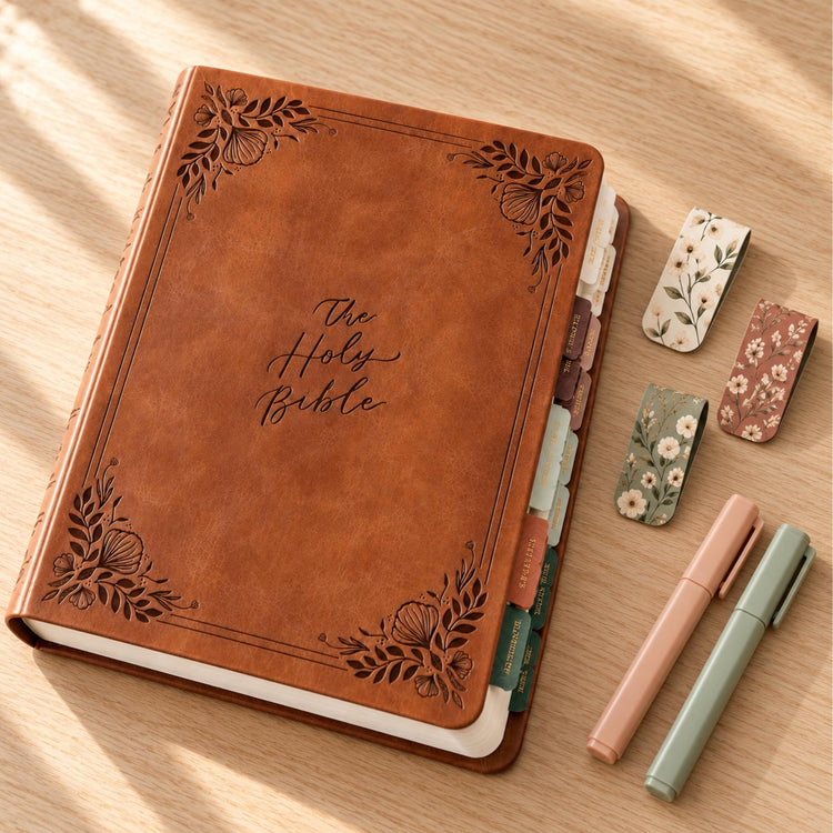 CSB Notetaking Bible, Brown Floral Embossed Softcover, Wide Margin Journaling (Optional Study Set)