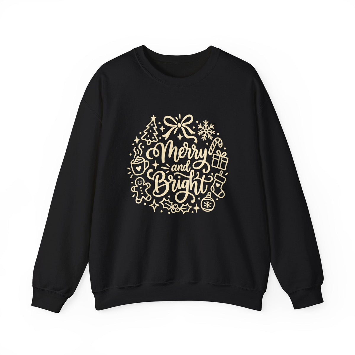 Merry and Bright Christmas Wreath Sweatshirt, Crewneck Holiday Sweater for Women