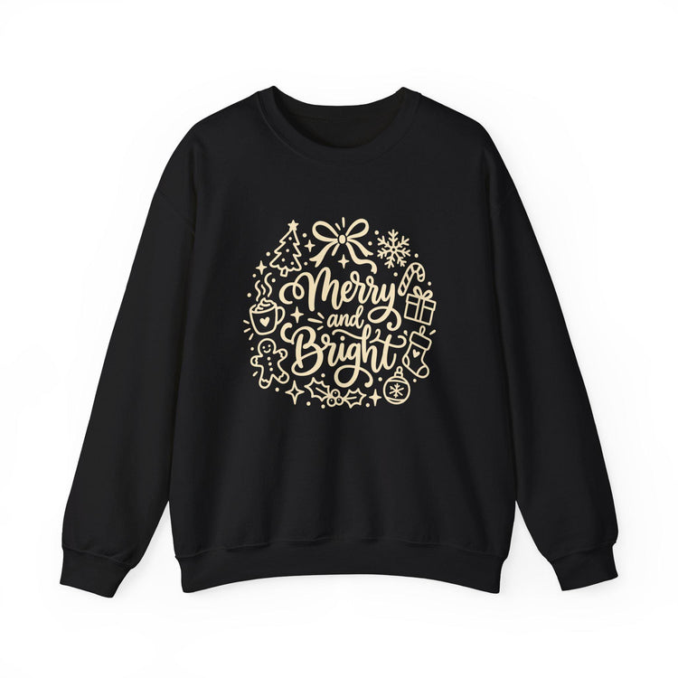 Merry and Bright Christmas Wreath Sweatshirt, Crewneck Holiday Sweater for Women