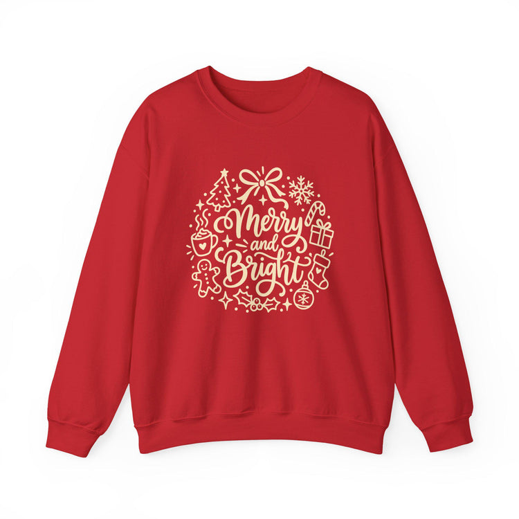 Merry and Bright Christmas Wreath Sweatshirt, Crewneck Holiday Sweater for Women