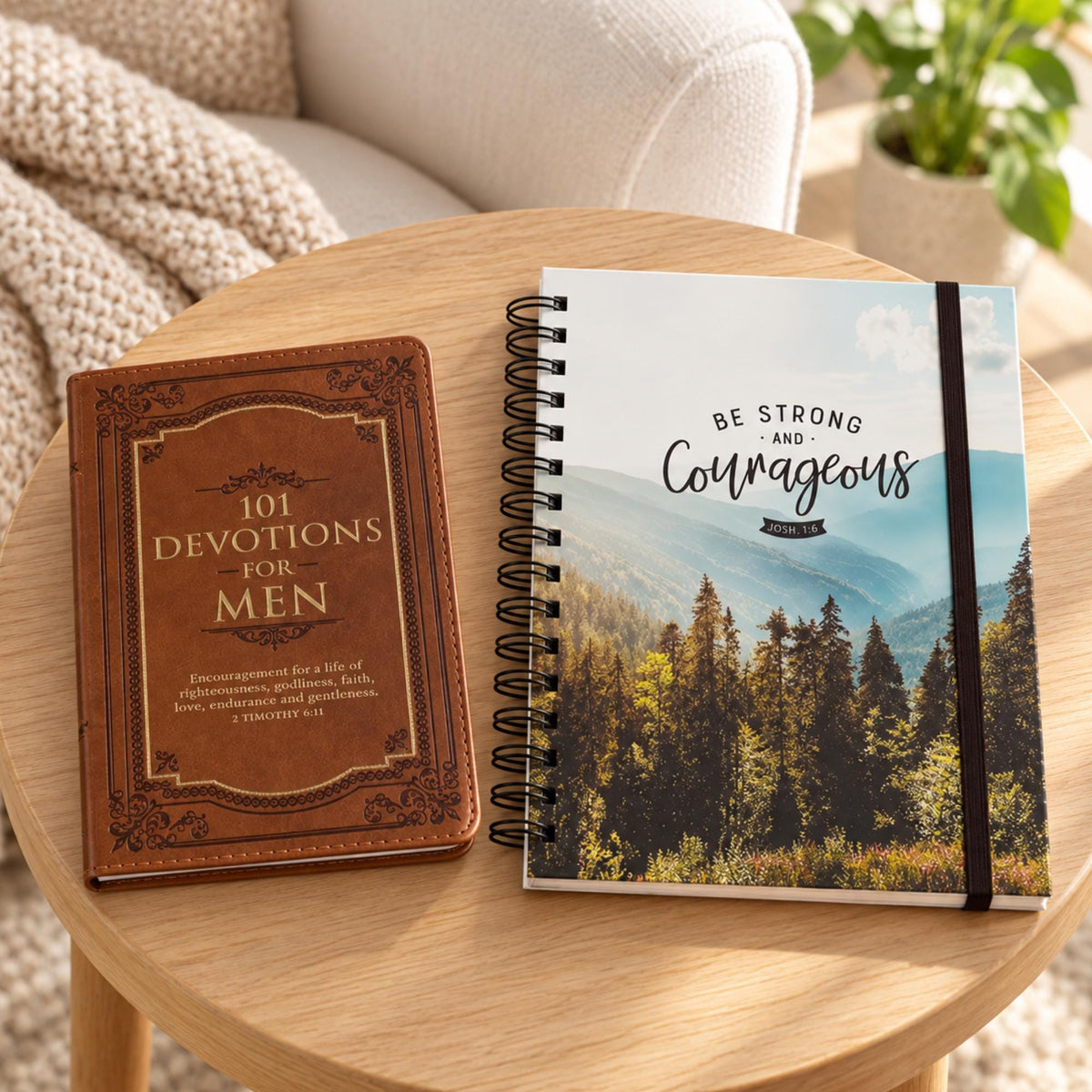 101 Devotions for Men & Be Strong Journal Set, Christian Gift for Dad or Husband