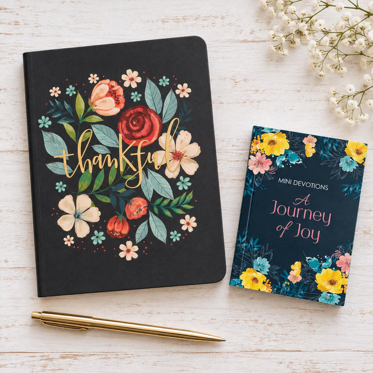 Floral Thankful Journal and Mini Devotional Set, Christian Encouragement Gift