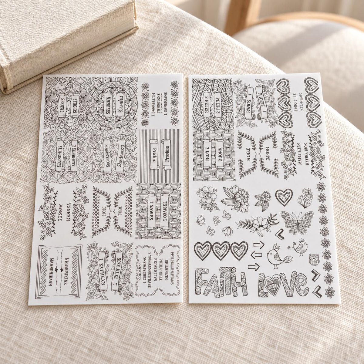 Colorable Bible Tabs, Floral Magnetic Bookmarks, 2 Highlighters