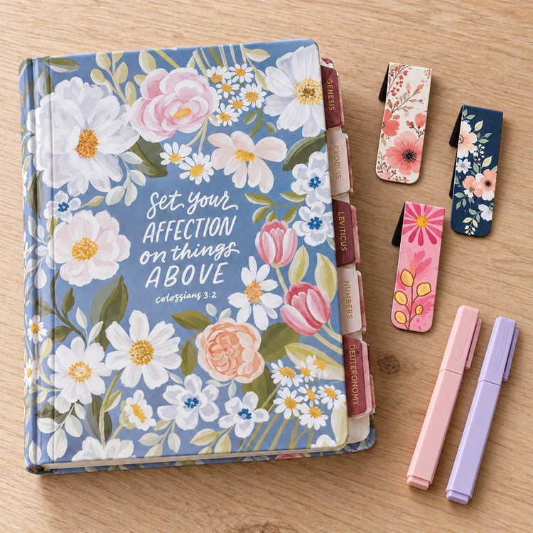 Blue Floral KJV Note-Taking Bible, Hardcover Journaling Bible, Christian Gift