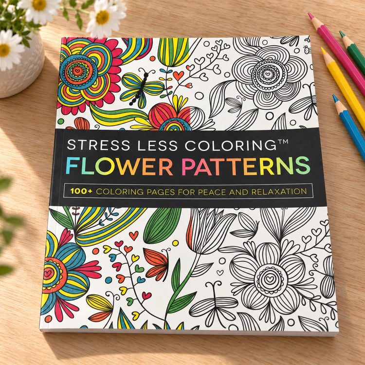 Stress Less Flower Patterns Coloring Book, 100+ Floral Designs, Adult Relaxation Gift