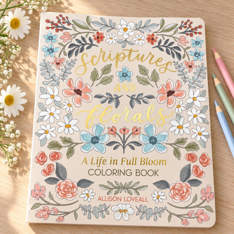 Scriptures and Florals Coloring Book, Christian Floral Art, Bible Verses (Physical Book)