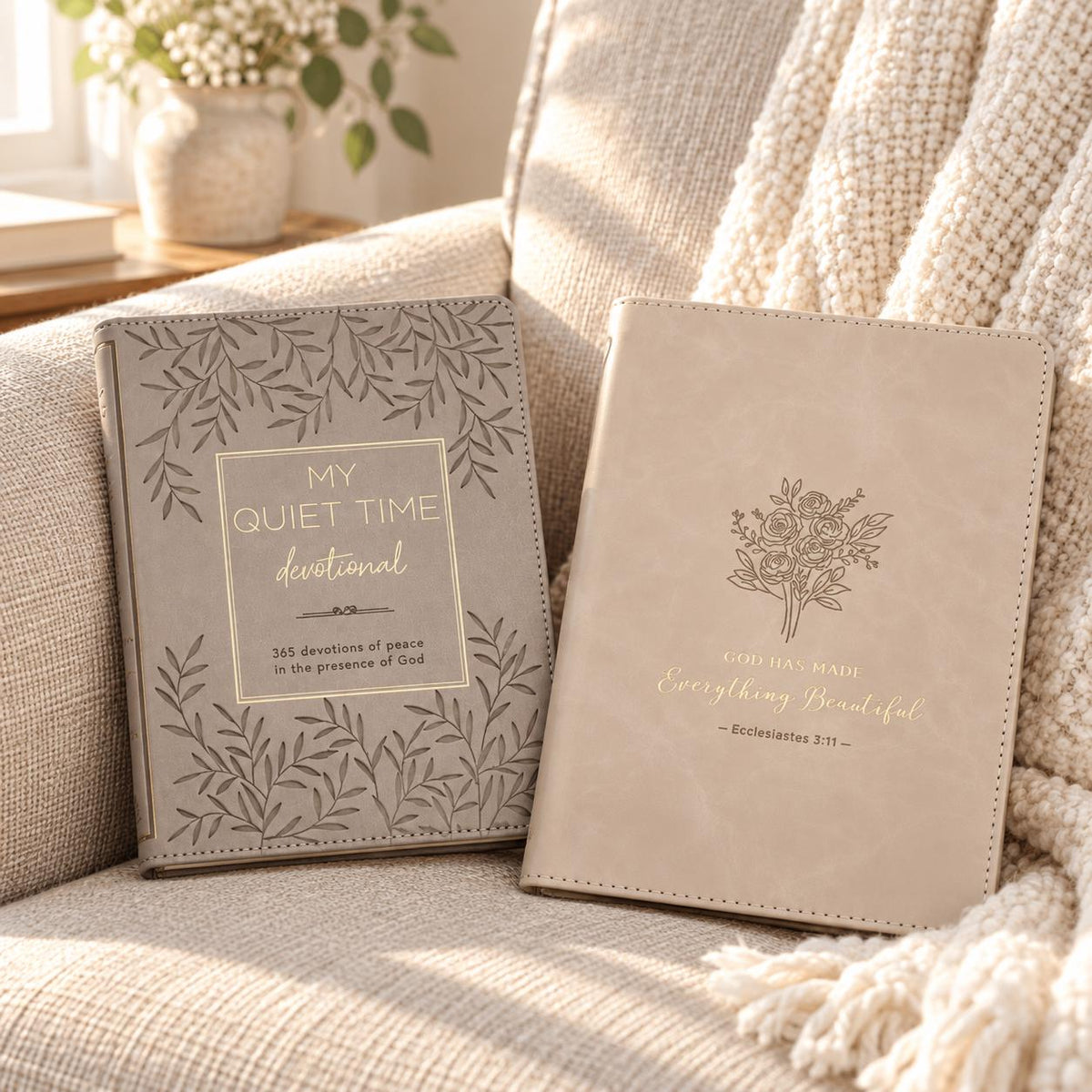 Christian Devotional Set: My Quiet Time 365-Day & Slimline Faux Leather Journal