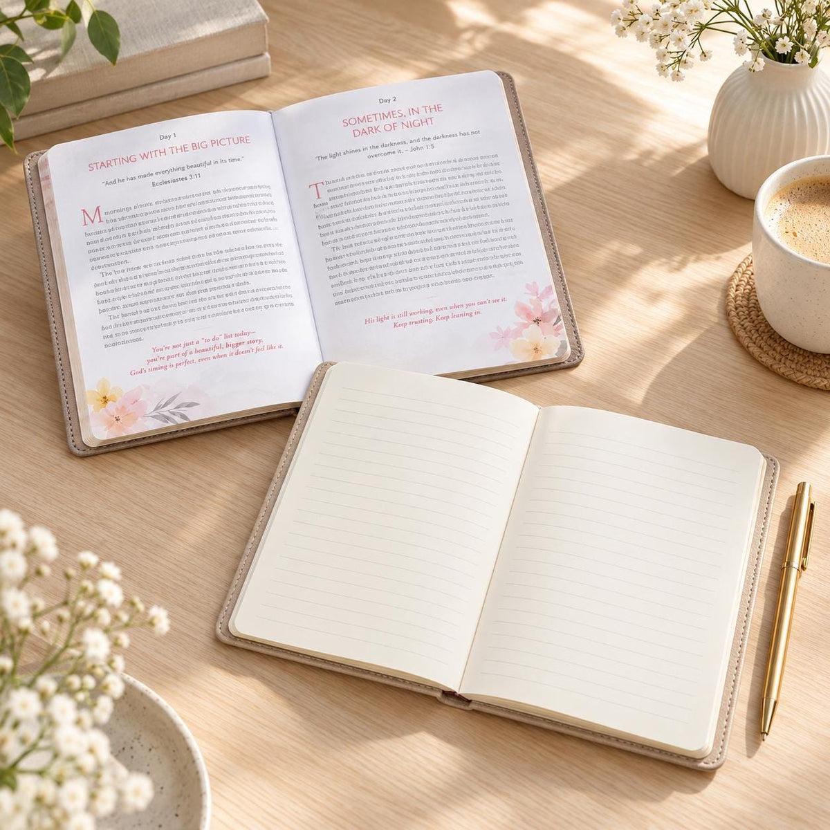 Christian Devotional Set: My Quiet Time 365-Day & Slimline Faux Leather Journal