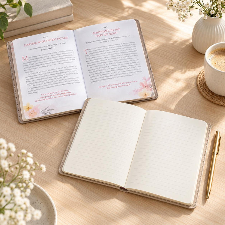 Christian Devotional Set: My Quiet Time 365-Day & Slimline Faux Leather Journal