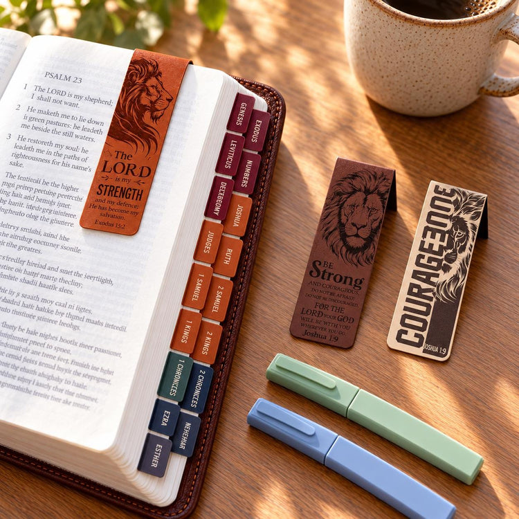 Men's Bible Tabs, Lion Magnetic Bookmarks, Highlighters (Christian Gift)