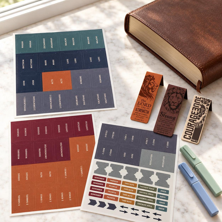 Men's Bible Tabs, Lion Magnetic Bookmarks, Highlighters (Christian Gift)