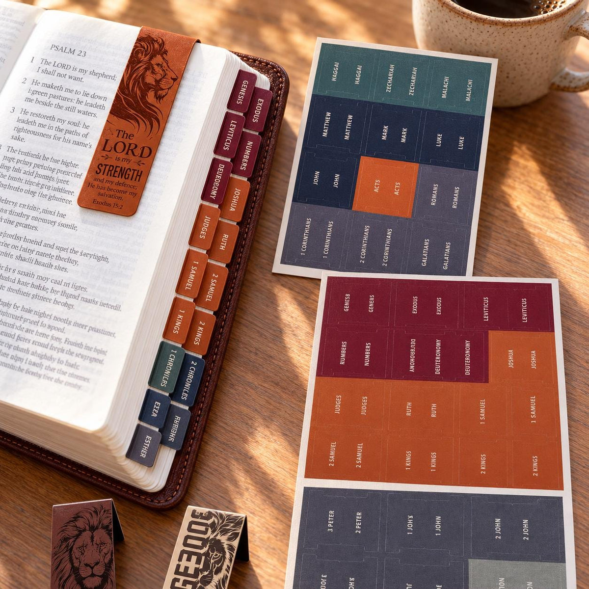 Men's Bible Tabs, Lion Magnetic Bookmarks, Highlighters (Christian Gift)