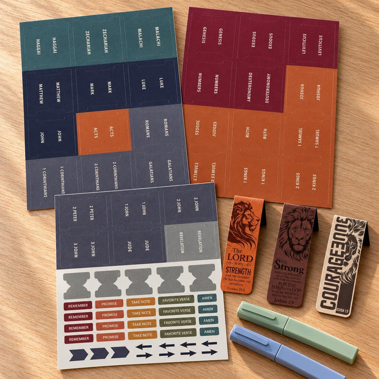 Men's Bible Tabs, Lion Magnetic Bookmarks, Highlighters (Christian Gift)