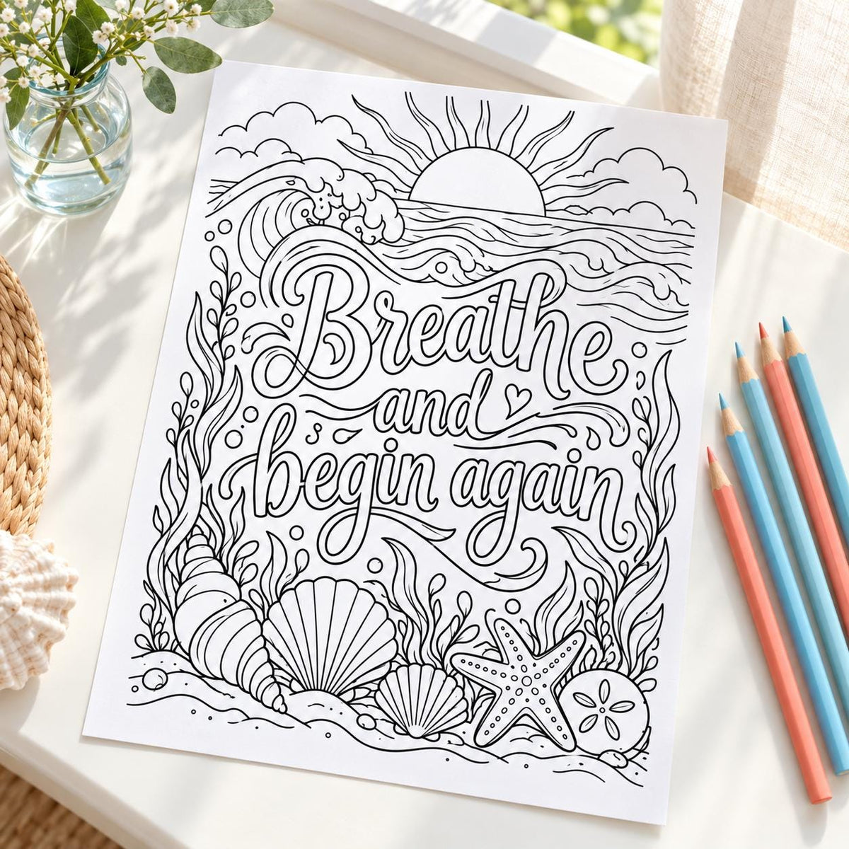 Mental Health Coloring Pages, 24 Printable Self Care and Calming Designs, Digital Download PDF