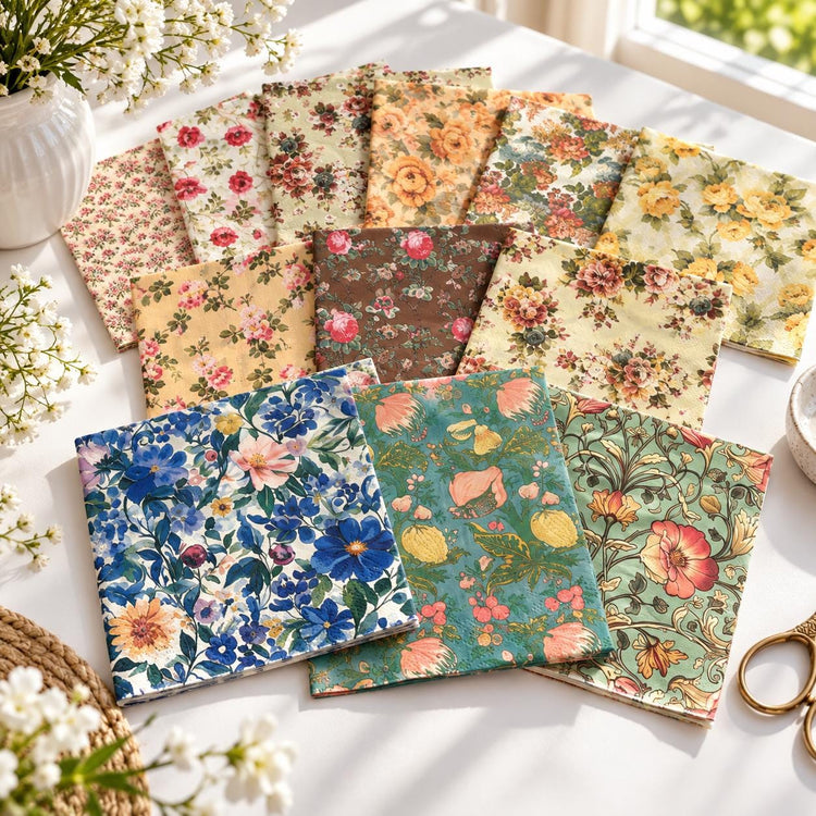 Floral Paper Napkins: 12 Vintage-Style Roses Botanicals (Craft Supply Set)