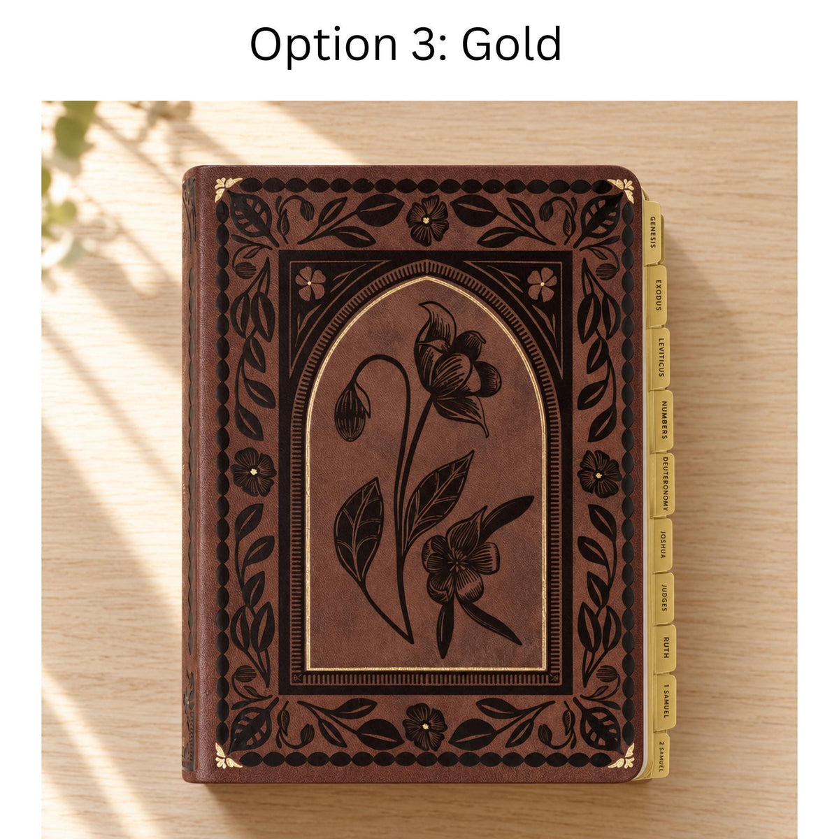 Brown Floral ESV Journaling Bible, Leather-Like Softcover, 2-Inch Lined Margins