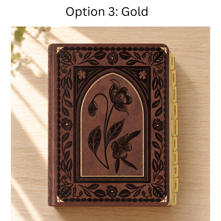 Brown Floral ESV Journaling Bible, Leather-Like Softcover, 2-Inch Lined Margins