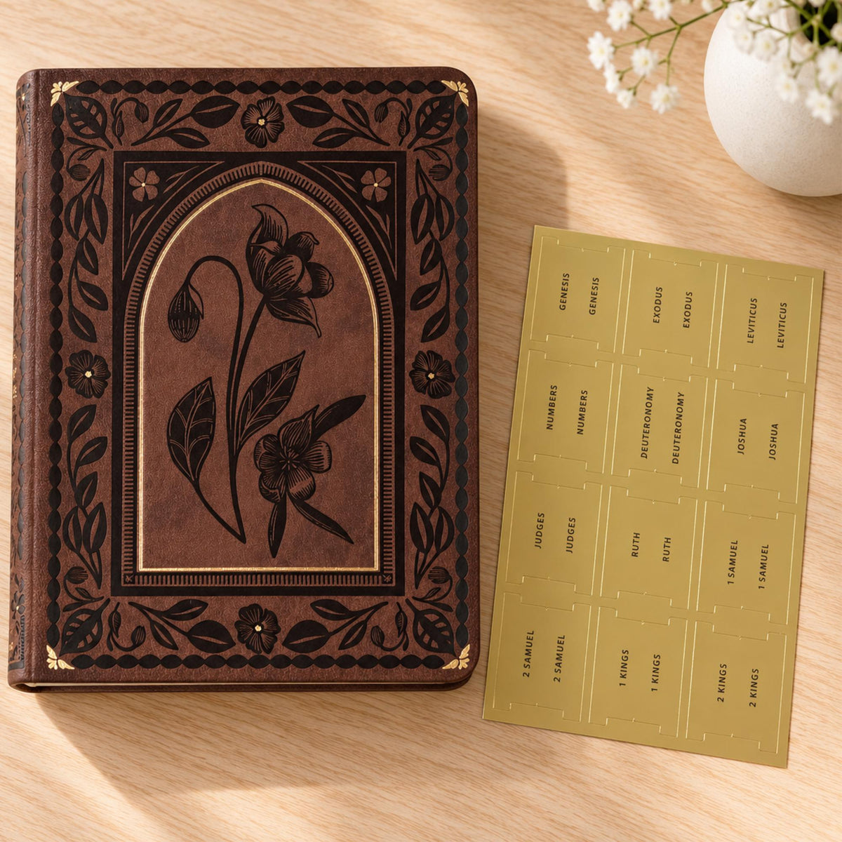 Brown Floral ESV Journaling Bible, Leather-Like Softcover, 2-Inch Lined Margins