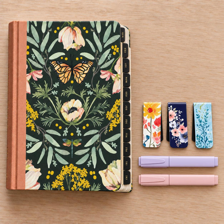ESV Floral Butterfly Journaling Bible, Green Botanical Hardcover, Optional Gift Set