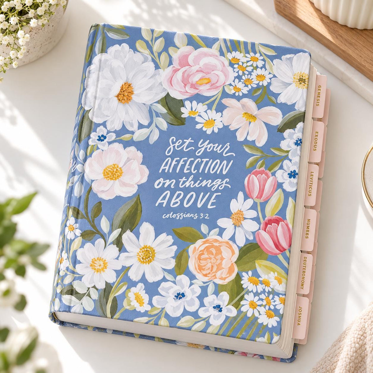 Blue Floral KJV Note-Taking Bible, Hardcover Journaling Bible, Christian Gift
