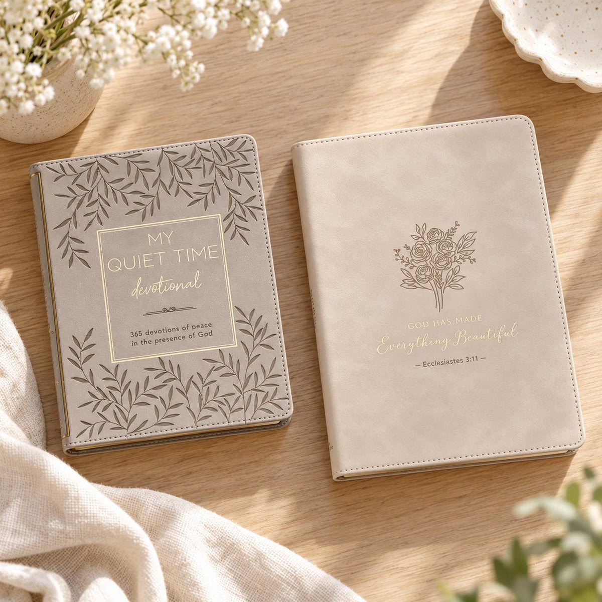 Christian Devotional Set: My Quiet Time 365-Day & Slimline Faux Leather Journal