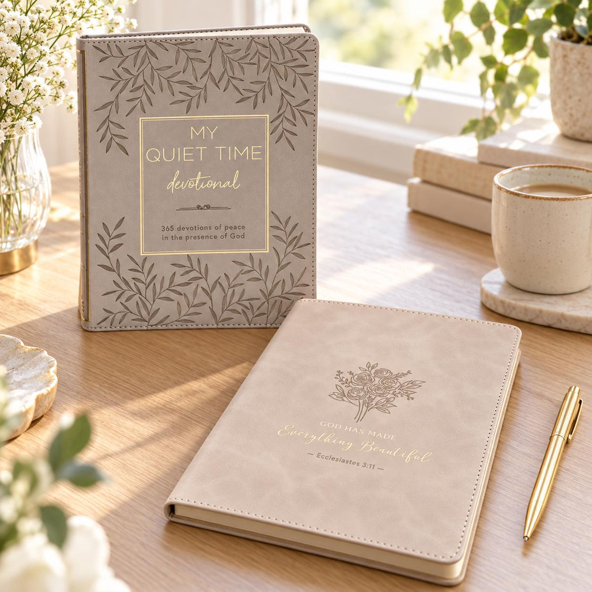 Christian Devotional Set: My Quiet Time 365-Day & Slimline Faux Leather Journal