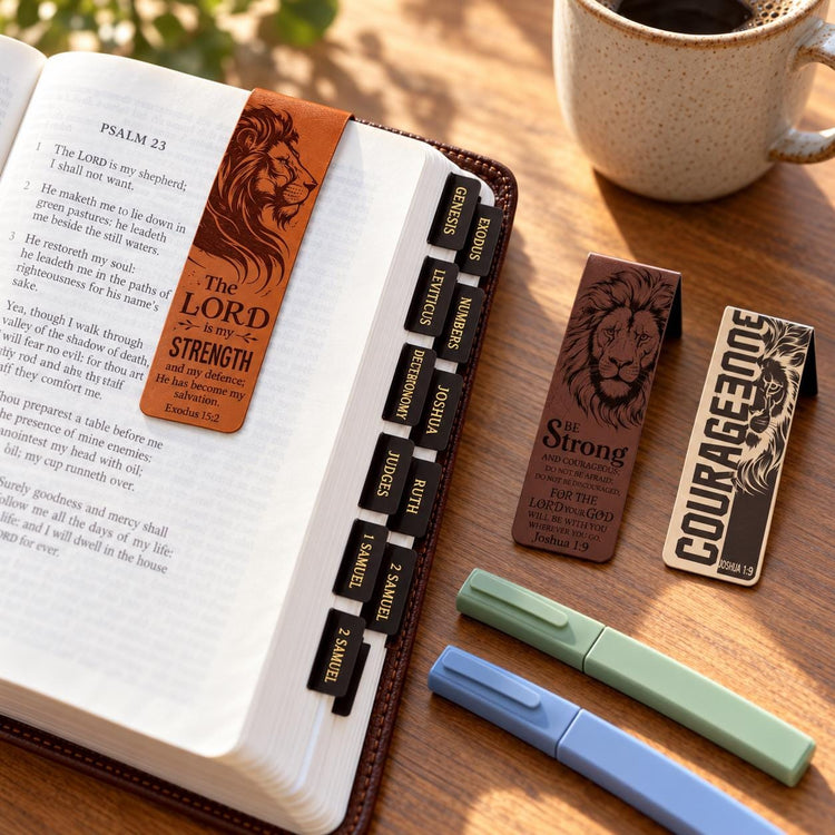 Men's Bible Study Set, Black Gold Tabs, Magnetic Bookmarks, Highlighters (Christian Gift)