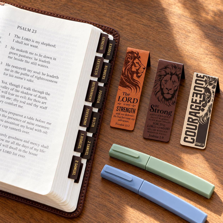 Men's Bible Study Set, Black Gold Tabs, Magnetic Bookmarks, Highlighters (Christian Gift)