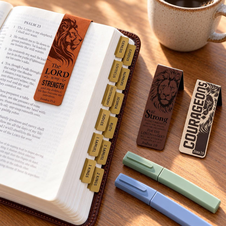 Mens Bible Study Set, Gold with Black Tabs, Magnetic Bookmarks, Highlighters (Christian Gift)