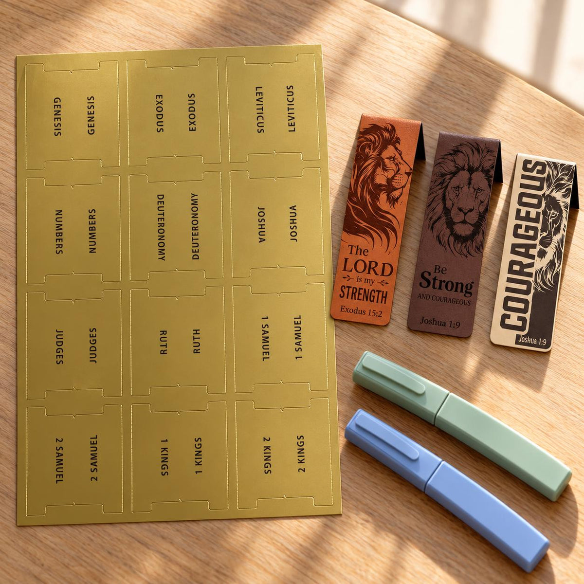 Mens Bible Study Set, Gold with Black Tabs, Magnetic Bookmarks, Highlighters (Christian Gift)