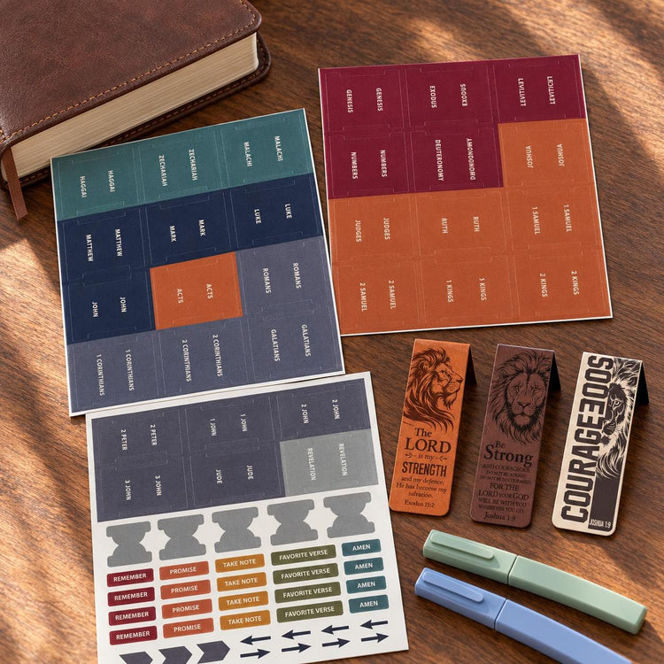 Men's Bible Tabs, Lion Magnetic Bookmarks, Highlighters (Christian Gift)