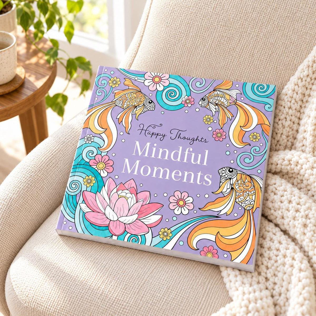 Coloring Book Set, Happy Thoughts with 12 Color Pencils & Encouragement Cards