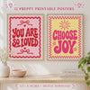Preppy Affirmation Poster Set of 12, Colorful Motivational Wall Art, 8.5x11 Printable Digital Download