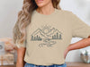 Minimalist Mountain Range T-Shirt, Nature Line Art Camping Graphic Tee