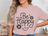 Be Happy Smiley Face T-Shirt, Distressed Flower Retro Tee, Positive Vibes Shirt