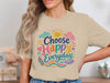 Choose Happy Everyday T-Shirt, Distressed Sun Graphic Top, Inspirational Tee