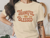 Thankful Blessed Groovy Pumpkin T-Shirt, Retro Fall Thanksgiving Tee