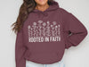 Rooted in Faith Floral Hoodie, Minimalist Wildflower Christian Sweatshirt, Bible Study Gift