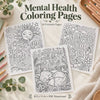 Mental Health Coloring Pages, 24 Printable Self Care and Calming Designs, Digital Download PDF