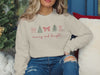 Coquette Bow Christmas Tree Sweatshirt, Merry and Bright Holiday Crewneck for Women